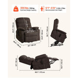 Vevor Recliner Chair Power Lift Recliner Dual Motor Heat and Massage Brown New