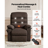 Vevor Recliner Chair Power Lift Recliner Dual Motor Heat and Massage Brown New
