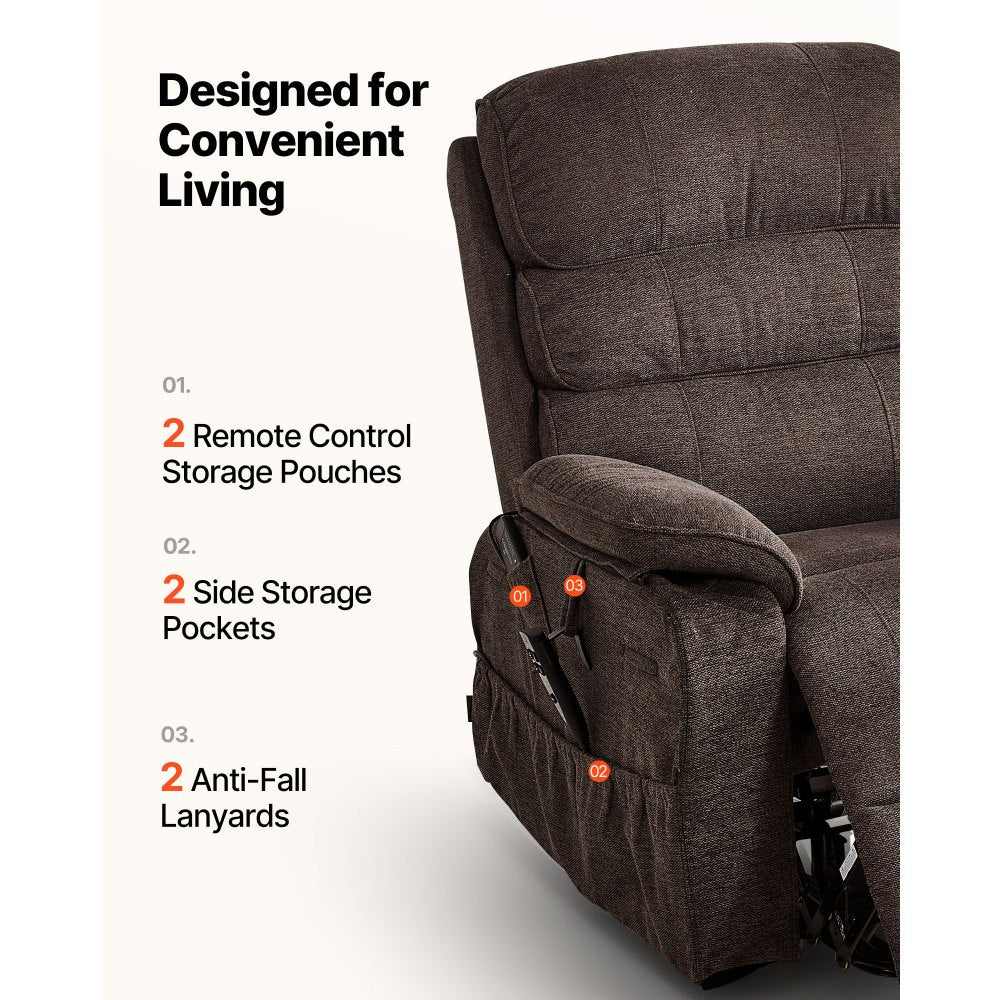 Vevor Recliner Chair Power Lift Recliner Dual Motor Heat and Massage Brown New