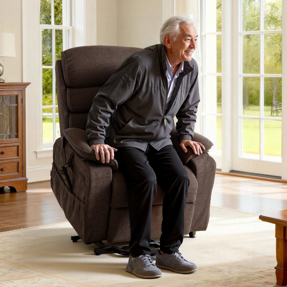 Vevor Recliner Chair Power Lift Recliner Dual Motor Heat and Massage Brown New