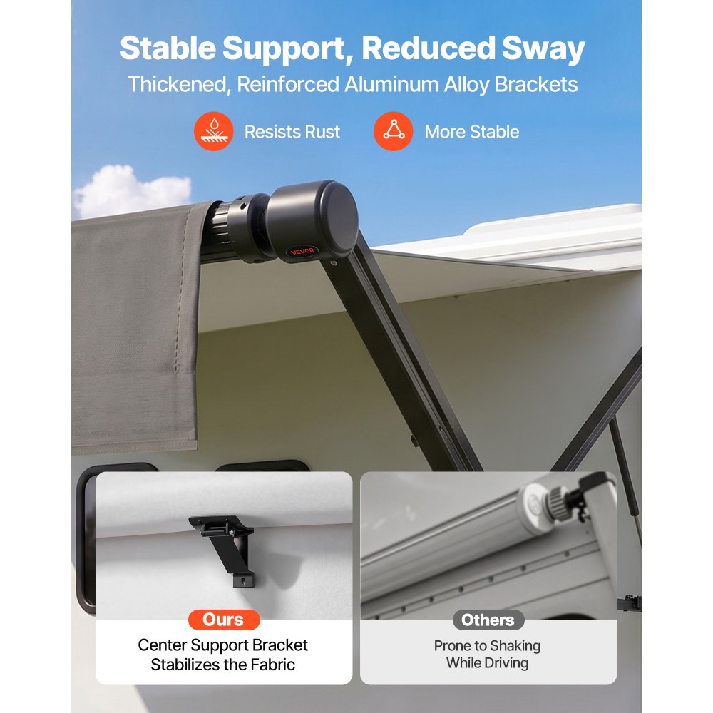 Vevor Electric Retractable RV Awning Motorized Complete Kit 15.06' Gradient Black New