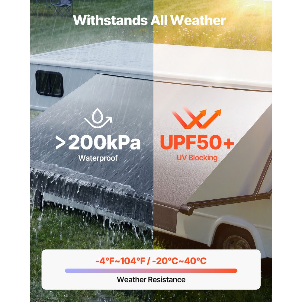 Vevor Electric Retractable RV Awning Motorized Complete Kit 15.06' Gradient Black New