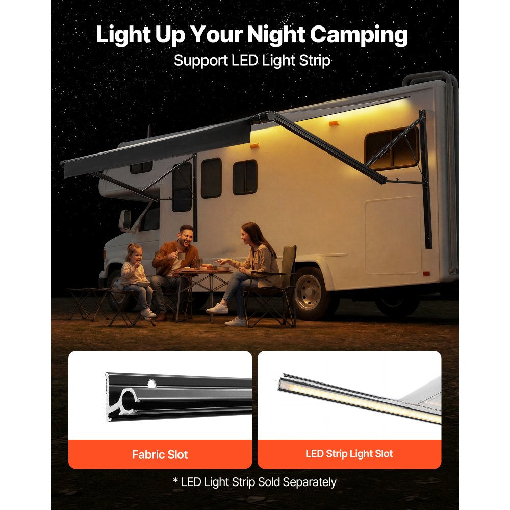 Vevor Electric Retractable RV Awning Motorized Complete Kit 15.06' Gradient Black New