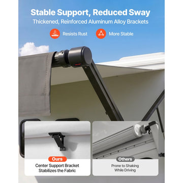 Vevor RV Awning Motorized Electric Retractable Complete Kit 20.06' Gradient Black New