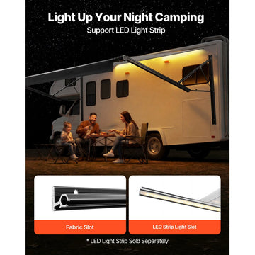 Vevor RV Awning Motorized Electric Retractable Complete Kit 20.06' Gradient Black New
