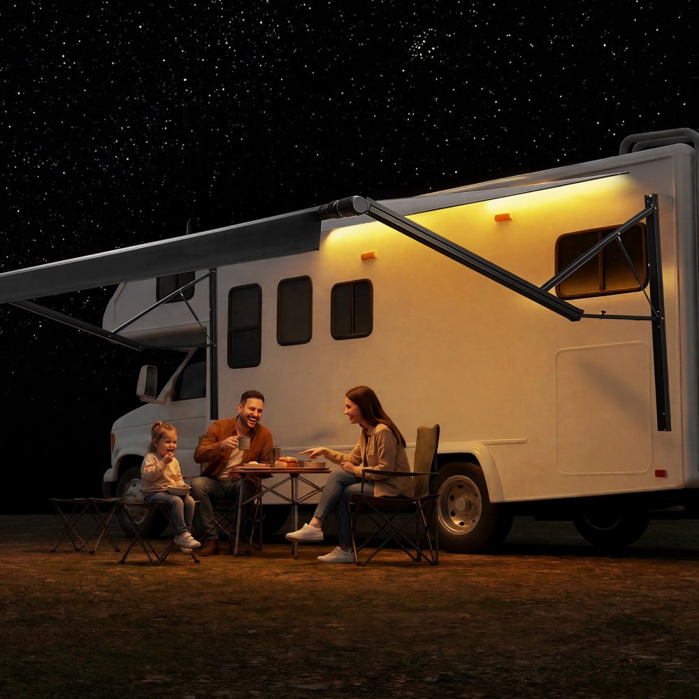 Vevor RV Awning Motorized Electric Retractable Complete Kit 20.06' Gradient Black New