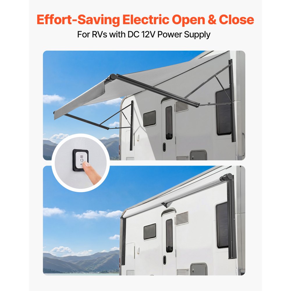 Vevor Electric Retractable RV Awning Motorized Complete Kit 21' Gradient Gray New