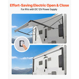 Vevor Electric Retractable RV Awning Motorized Complete Kit 21' Gradient Gray New