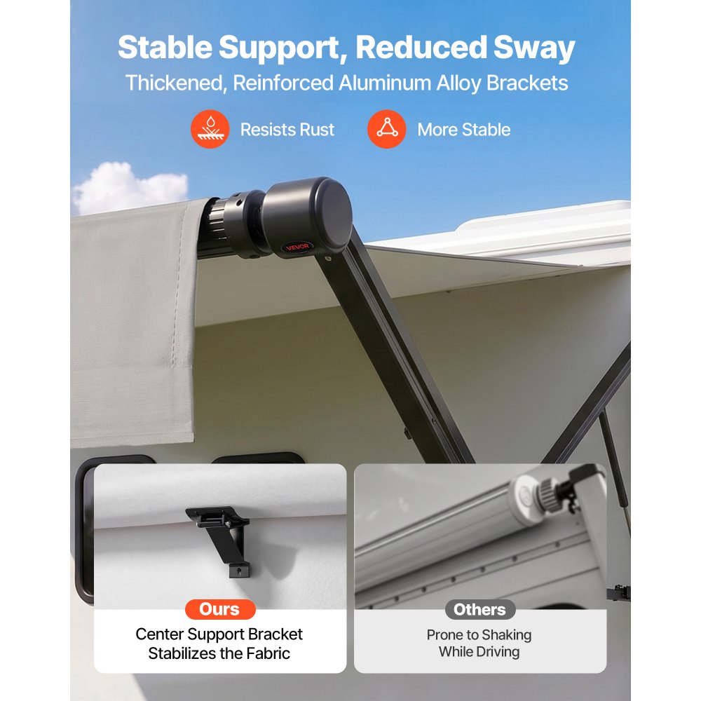Vevor Electric Retractable RV Awning Motorized Complete Kit 21' Gradient Gray New