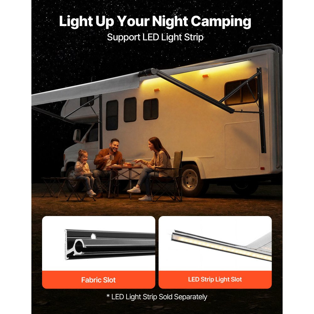 Vevor Electric Retractable RV Awning Motorized Complete Kit 21' Gradient Gray New