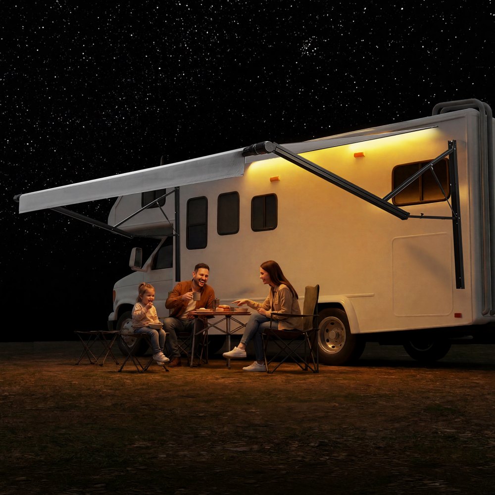 Vevor Electric Retractable RV Awning Motorized Complete Kit 21' Gradient Gray New