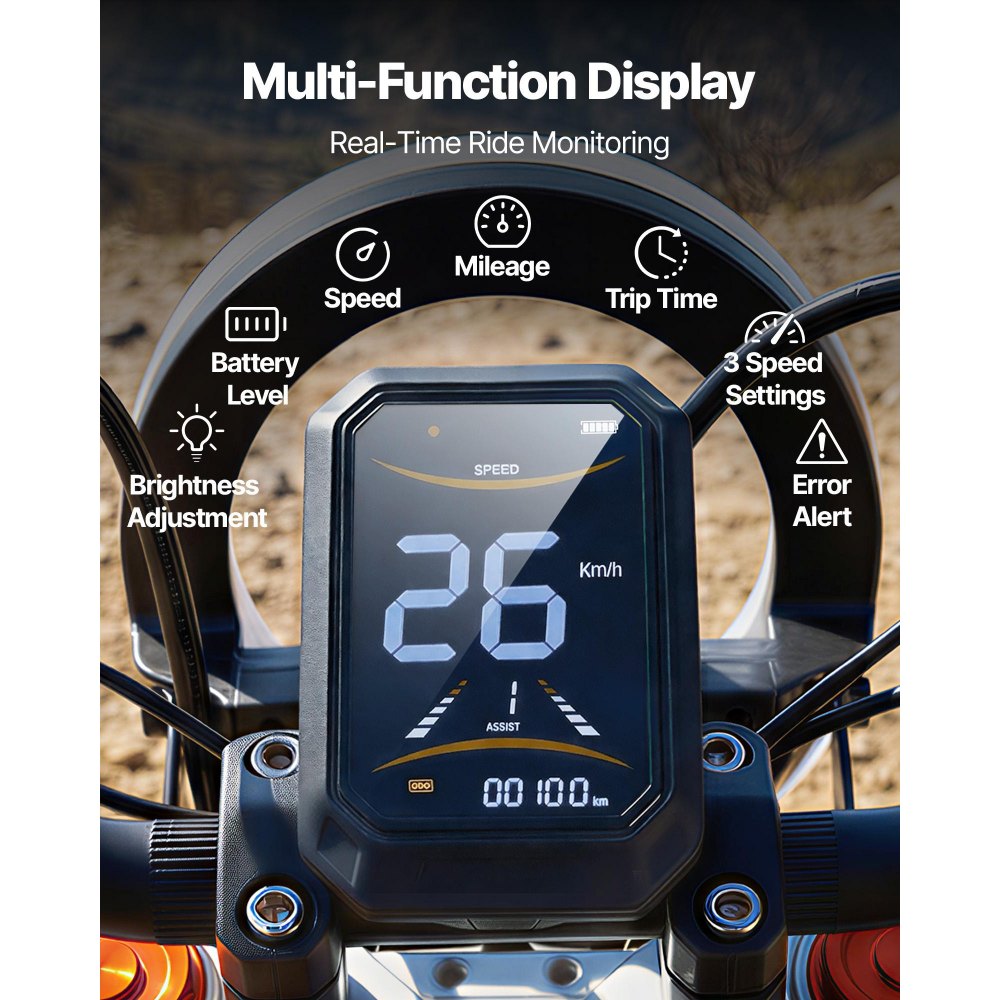 Vevor Electric Dirt Bike Off-Road Motorcycle 2000W 31 MPH 31-Mile Range New