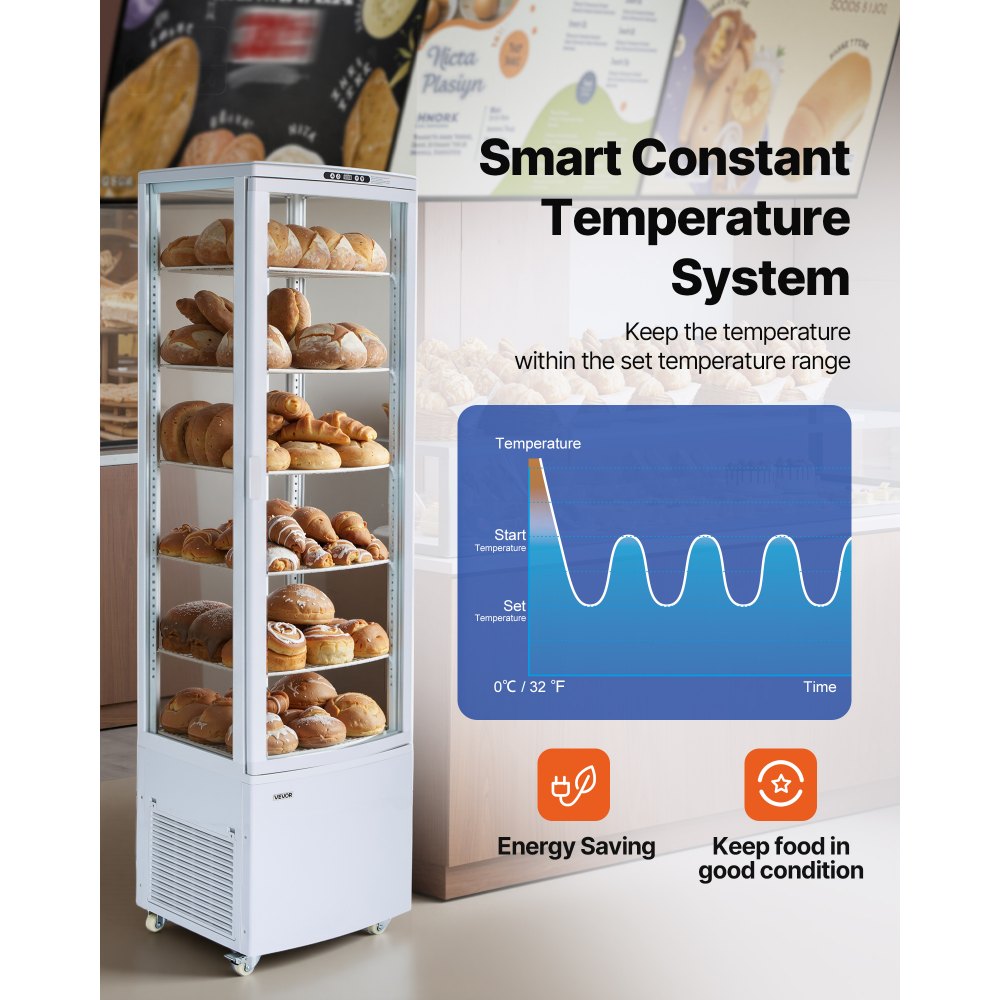 Vevor Refrigerated Display Case 9.8 Cu. Ft. 5-Tier Commercial Cake Refrigerator New