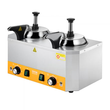 Vevor Cheese Dispenser Commercial Hot Fudge Warmer Double Pump 2.4 x 2 L New