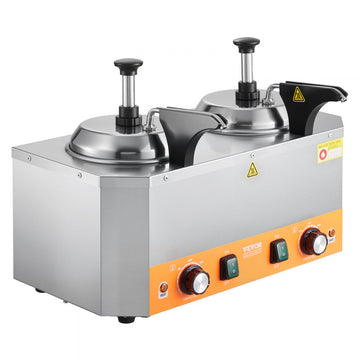 Vevor Cheese Dispenser Commercial Hot Fudge Warmer Double Pump 2.4 x 2 L New