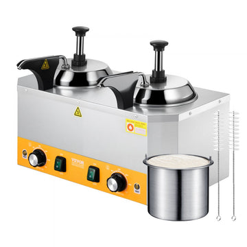 Vevor Cheese Dispenser Commercial Hot Fudge Warmer Double Pump 2.4 x 2 L New