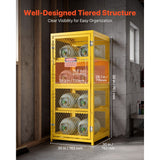 Vevor Cylinder Storage Cabinet 30" x 30" x 70.3" 8-Cylinder 4-Tier Yellow Carbon Steel New