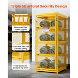 Vevor Cylinder Storage Cabinet 30" x 30" x 70.3" 8-Cylinder 4-Tier Yellow Carbon Steel New