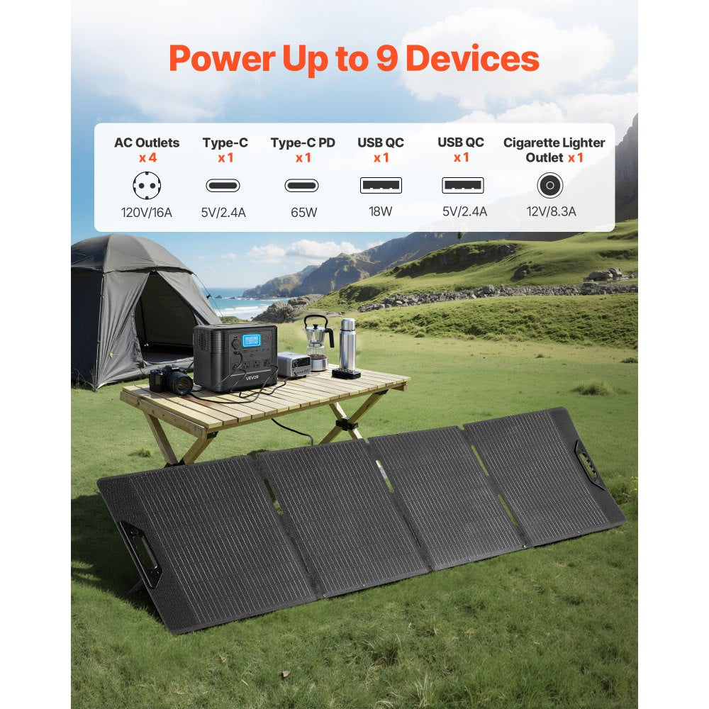Vevor Portable Power Station 1200W 806Wh with 200W Solar Panel New