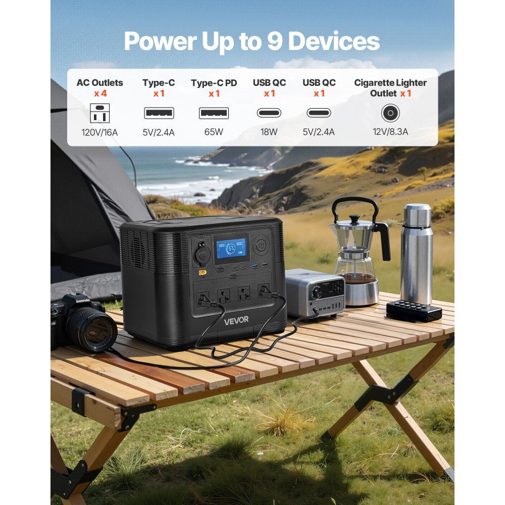 Vevor Portable Power Station 1800W 1008Wh LiFePO4 Battery Backup New
