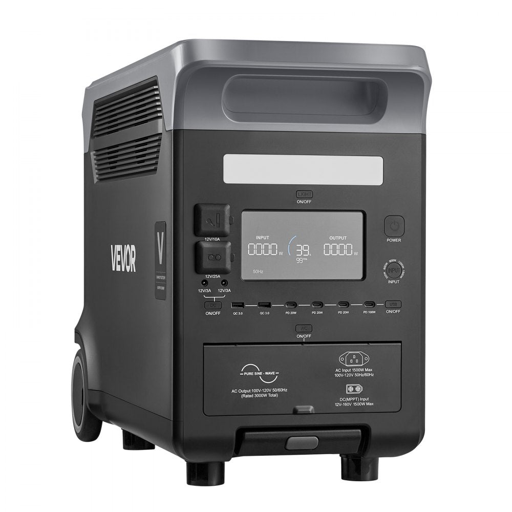 Vevor Portable Power Station 3000W 3072Wh LiFePO4 Battery Backup New