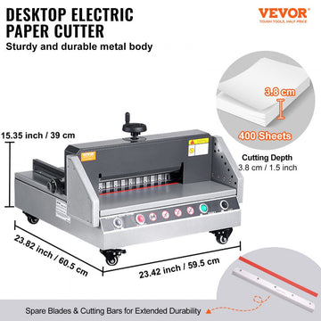 Vevor Electric Paper Cutter Desktop Button-Control Paper Trimmer 13" New