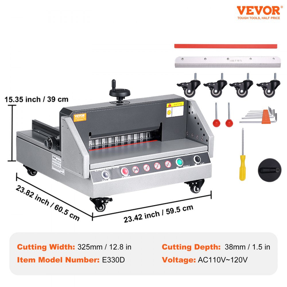 Vevor Electric Paper Cutter Desktop Button-Control Paper Trimmer 13" New