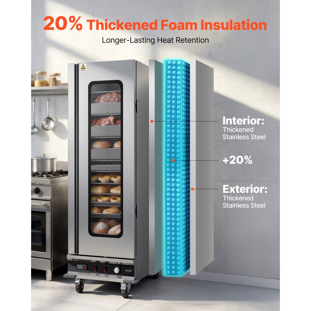 Vevor Food Warmer 16-Tier Commercial Warming Cabinet with Glass Door New