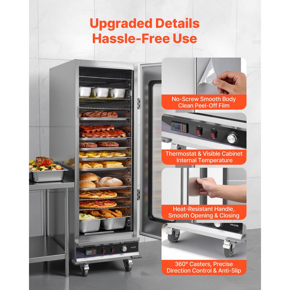 Vevor Food Warmer 16-Tier Commercial Warming Cabinet with Glass Door New