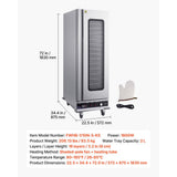 Vevor Food Warmer 16-Tier Commercial Warming Cabinet with Glass Door New