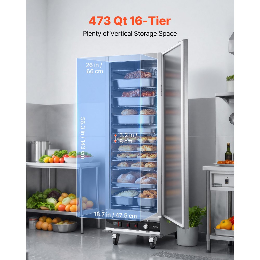 Vevor Food Warmer 16-Tier Commercial Warming Cabinet with Water Tray New