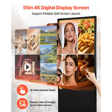 Vevor Digital Kiosk 55" Indoor 4K Touchscreen Signage Display New