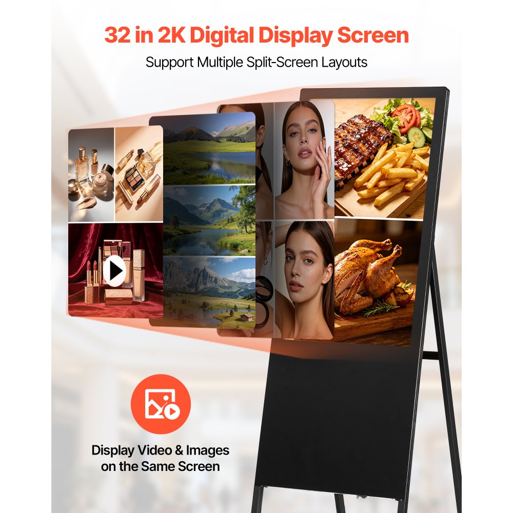 Vevor Digital Signage Kiosk 32" Indoor Floor Standing Advertising Display New