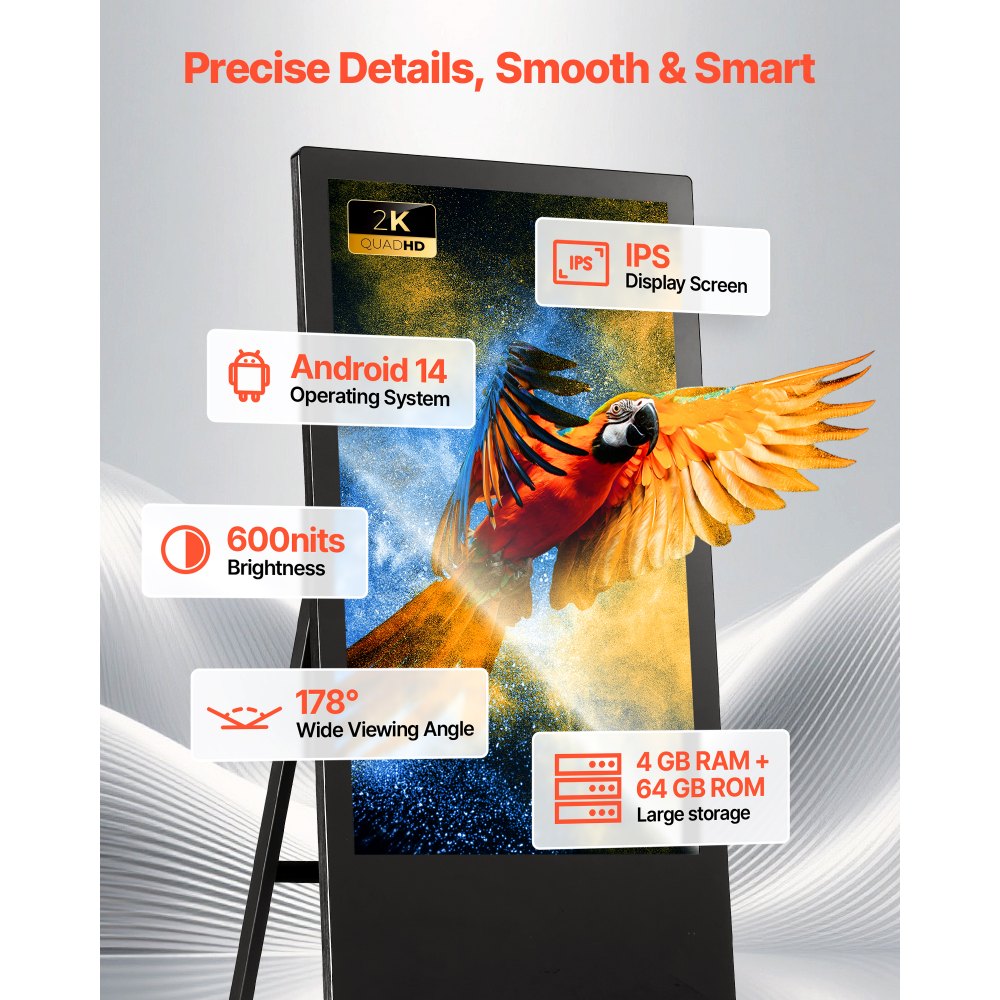 Vevor Digital Signage Kiosk 32" Indoor Floor Standing Advertising Display New