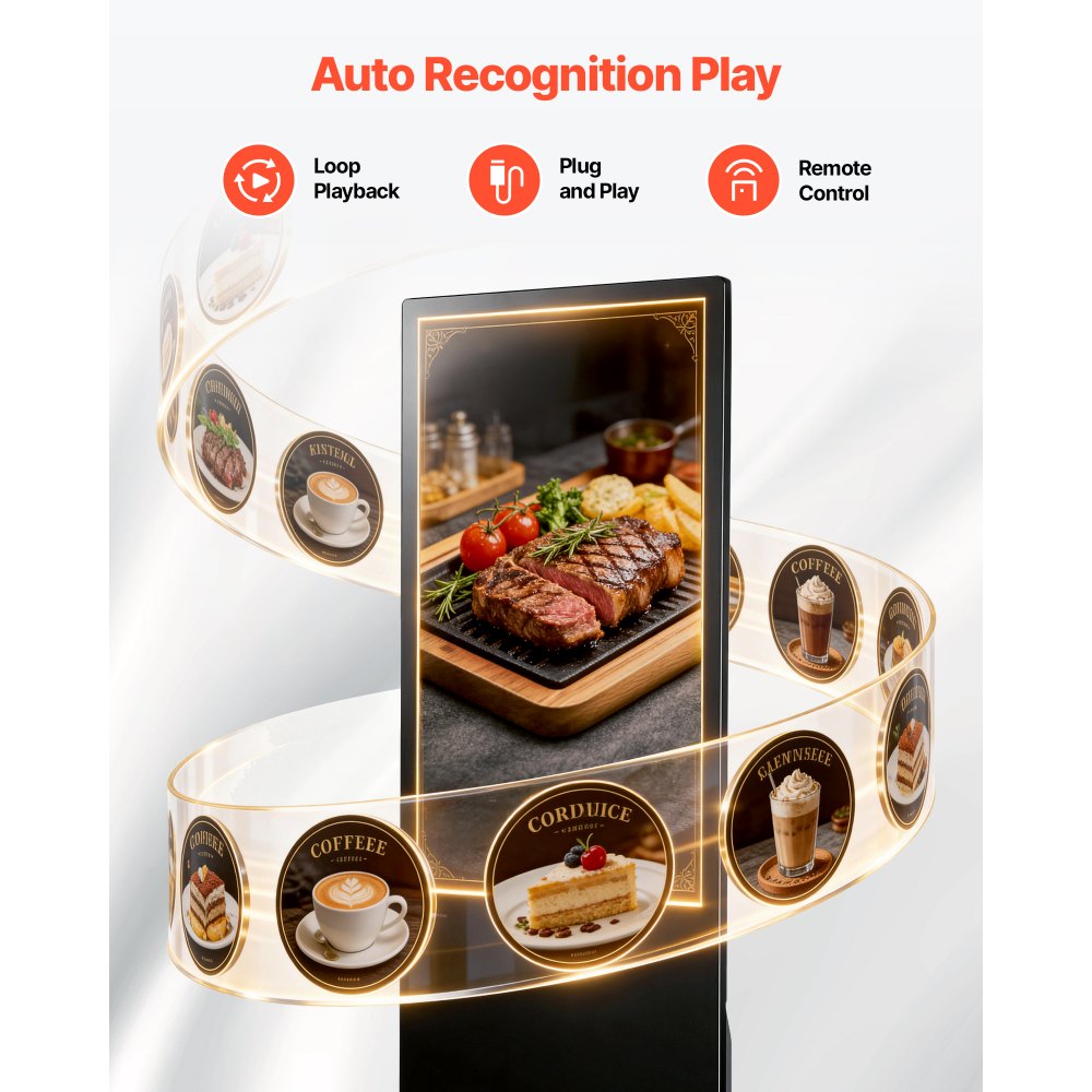 Vevor Digital Signage Floor Standing Advertising Display Kiosk 43" Indoor LCD WiFi HDMI USB Android 14 Non-Touch New