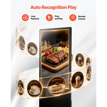 Vevor Digital Signage Floor Standing Advertising Display Kiosk 43" Indoor LCD WiFi HDMI USB Android 14 Non-Touch New