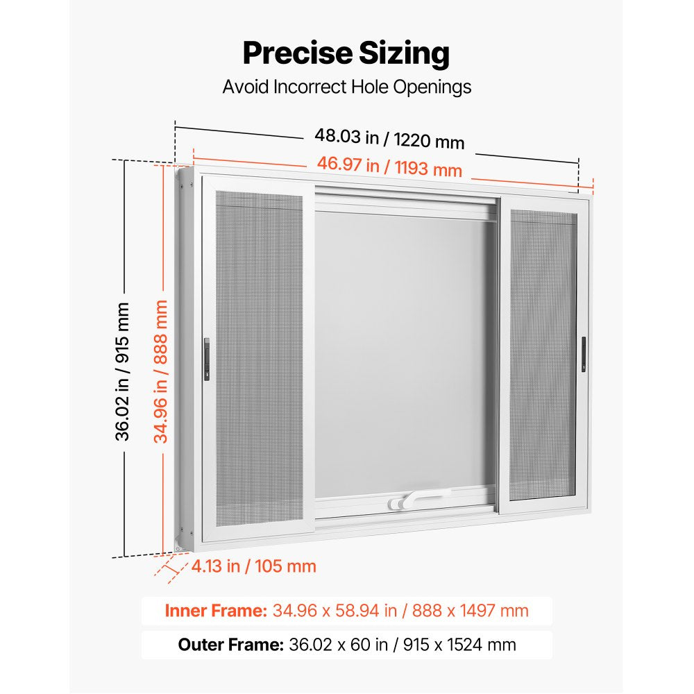 Vevor Concession Window 48" x 36" Food Truck Service Window with 4 Sliding Screen Windows New