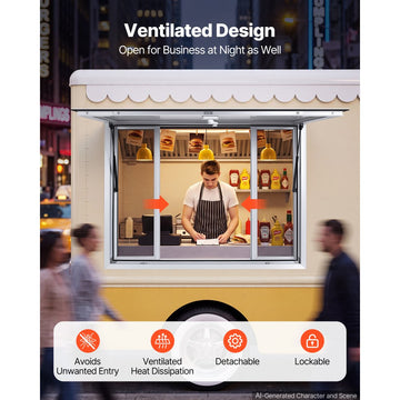 Vevor Concession Window 48" x 36" Food Truck Service Window with 4 Sliding Screen Windows New
