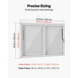 Vevor Concession Window 48" x 36" Aluminum Alloy Service Window for Food Truck with 2 Sliding Acrylic Windows New