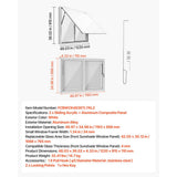 Vevor Concession Window 48" x 36" Aluminum Alloy Service Window for Food Truck with 2 Sliding Acrylic Windows New