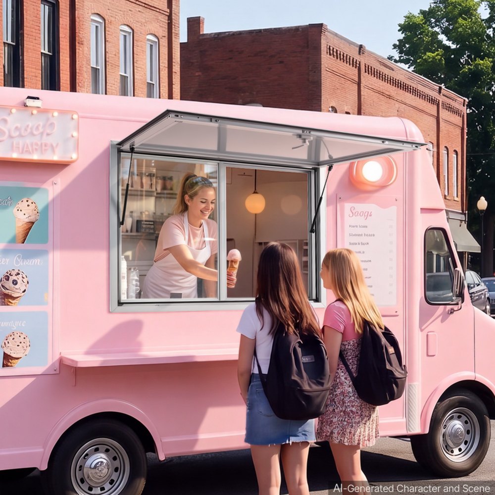 Vevor Concession Window 48" x 36" Aluminum Alloy Service Window for Food Truck with 2 Sliding Acrylic Windows New