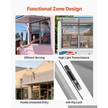 Vevor Concession Window 48" x 36" Aluminum Alloy Service Window New
