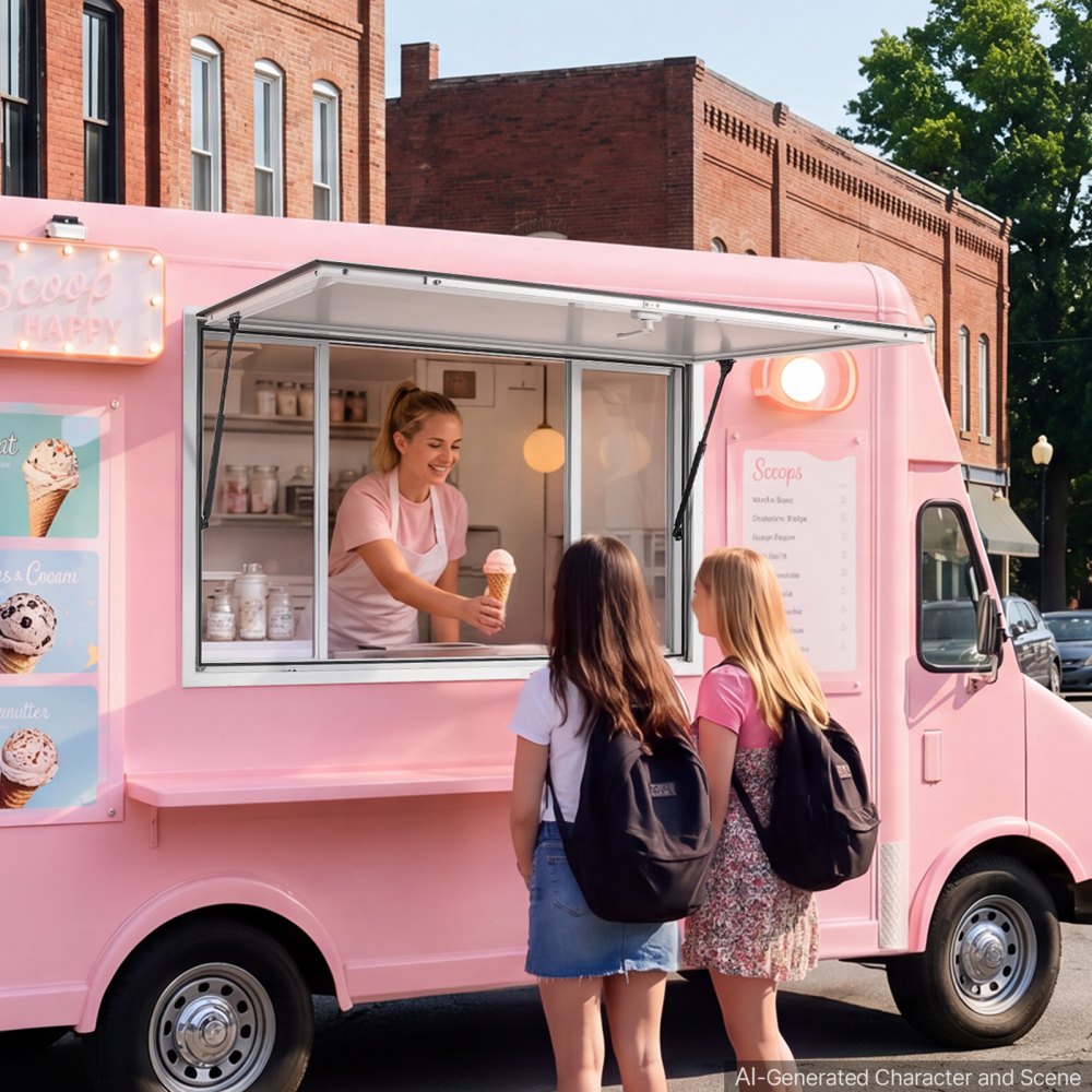 Vevor Concession Window 60" x 36" Aluminum Alloy Service Window for Food Truck with 4 Sliding Acrylic Windows New