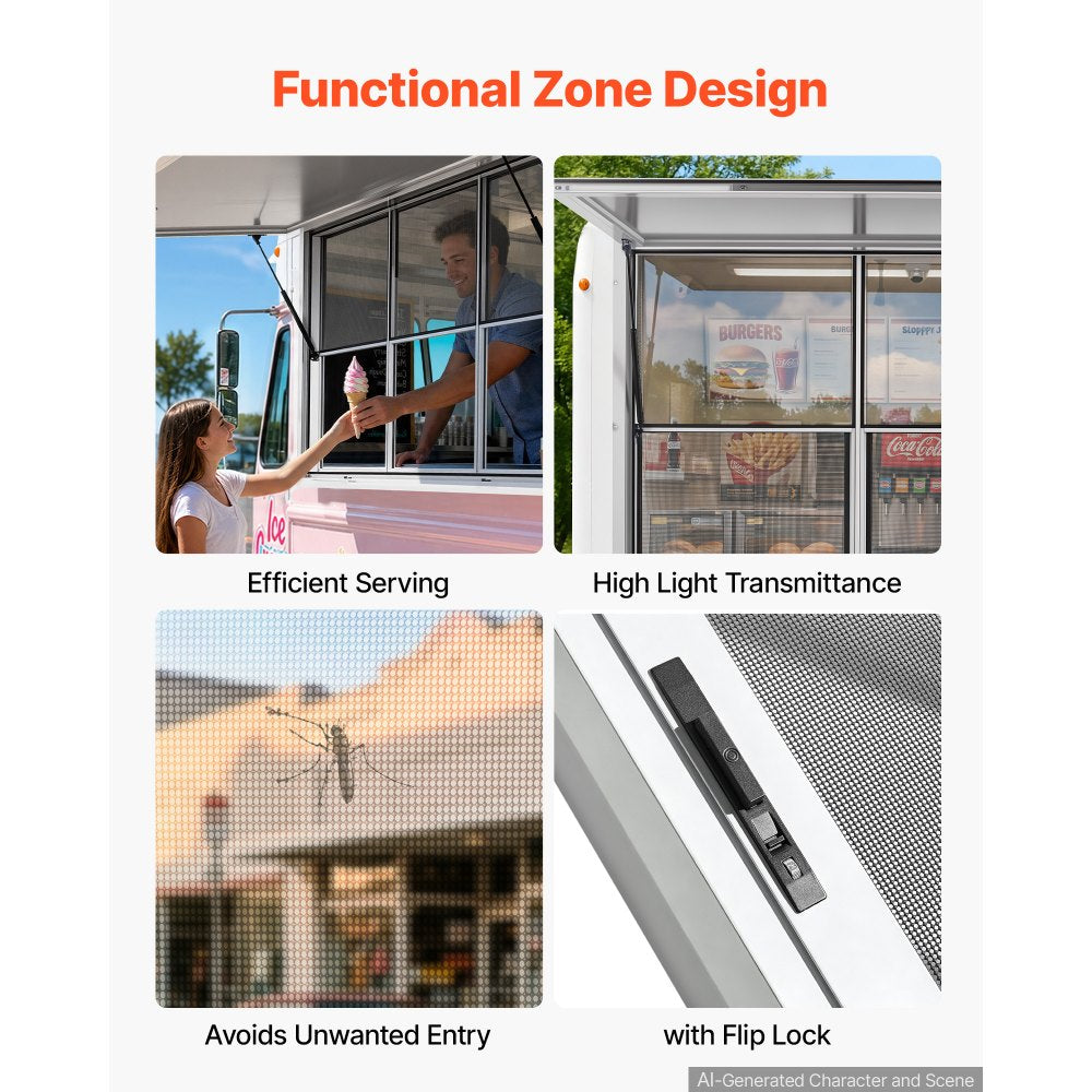 Vevor Concession Window 64" x 40" Aluminum Alloy Service Window for Food Truck New