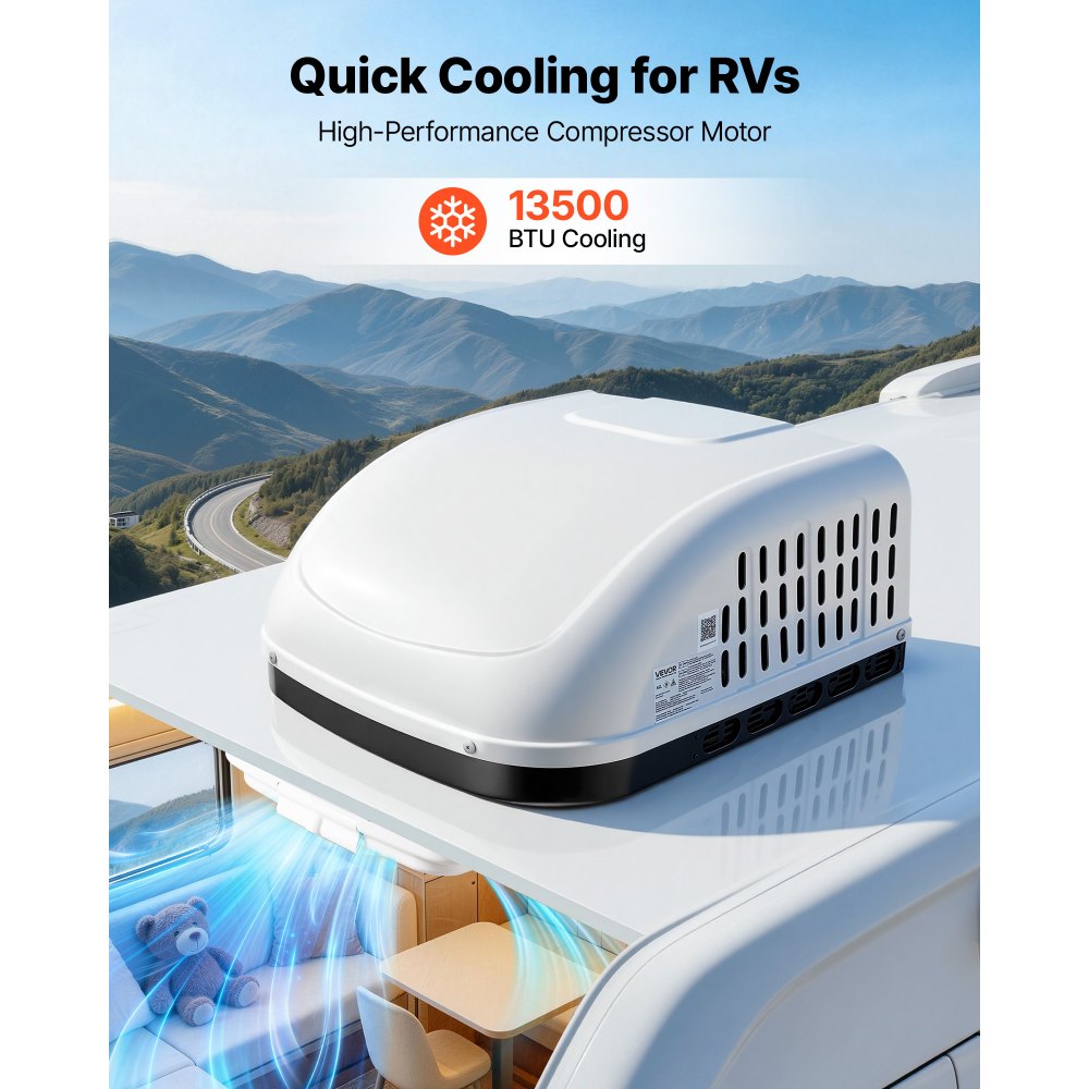 Vevor RV Air Conditioner 13,500 BTU 120V Ducted or Non-Ducted Rooftop AC Unit White New