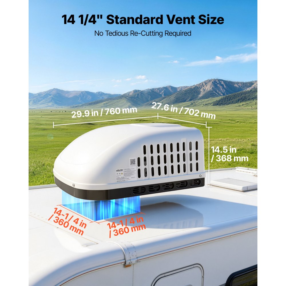 Vevor RV Air Conditioner 15,000 BTU 120V Ducted or Non-Ducted Rooftop AC White New