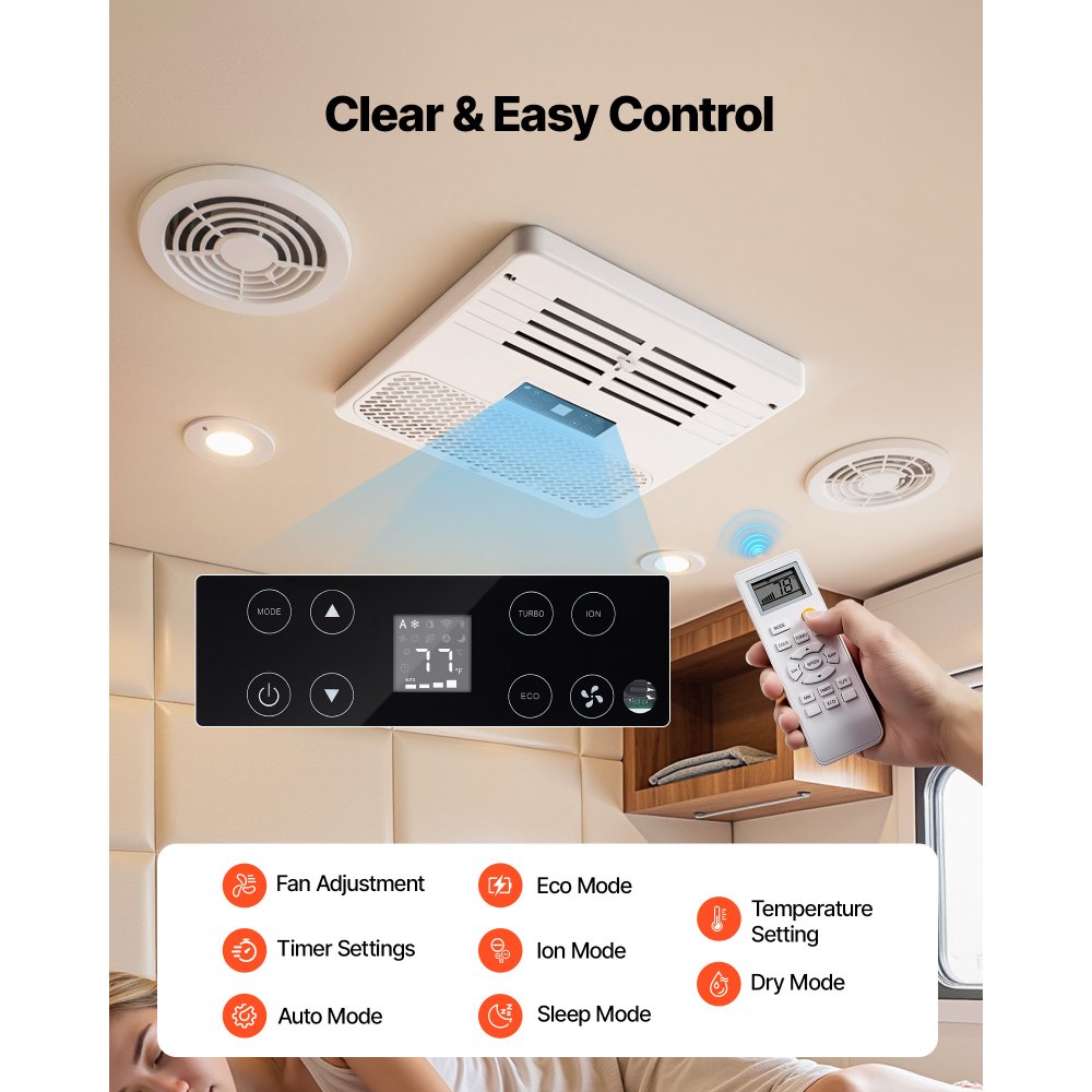 Vevor RV Air Conditioner 13,500 BTU 120V Ducted Rooftop AC Unit with Remote Control White New