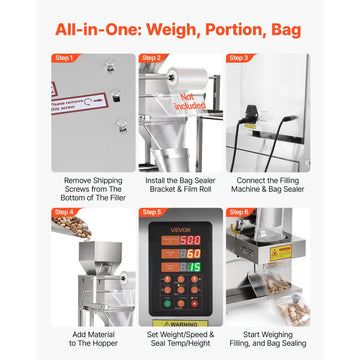 Vevor Powder Filling and Sealing Machine Automatic Particle Granule Packaging Machine New