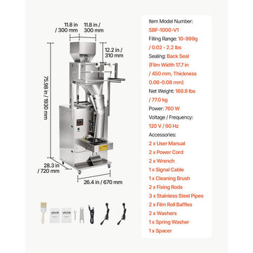 Vevor Powder Filling and Sealing Machine Automatic Particle Granule Packaging Machine New