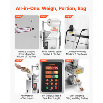 Vevor Powder Filling and Sealing Machine Automatic Particle Granule Packaging Machine New